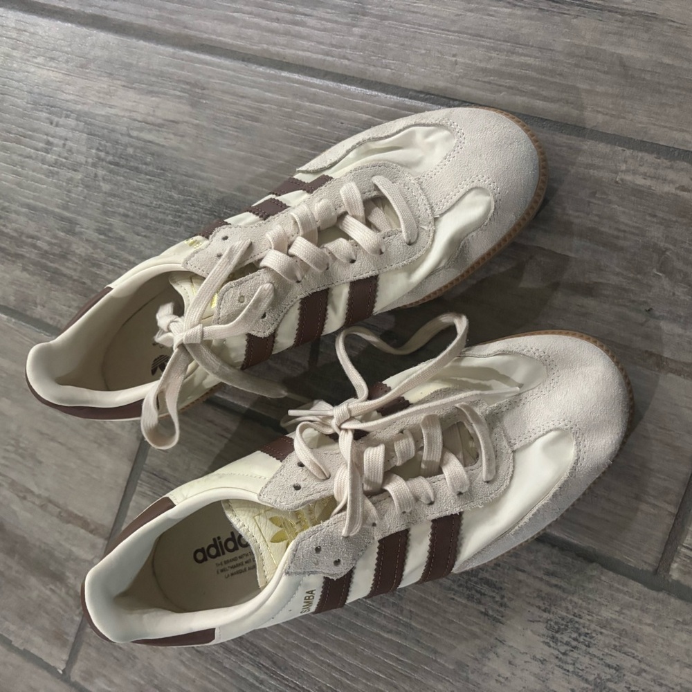 adidas Cream and Brown Retro Low-Top Sneakers